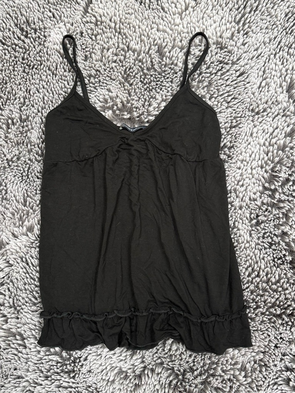 Brandy Melville Black Ruffle-Hem Spaghetti Strap Camisole